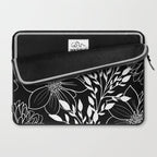 Floral Prints and Leaves, Line Art, Black and White Laptop Sleeve Gallery Image 2