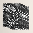 Floral Prints and Leaves, Line Art, Black and White Wrapping Paper Gallery Image 3