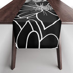 Floral Prints and Leaves, Line Art, Black and White Table Runner Gallery Image 1