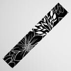 Floral Prints and Leaves, Line Art, Black and White Table Runner Gallery Image 3