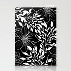 Floral Prints and Leaves, Line Art, Black and White Stationery Card Gallery Image 2