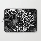 Floral Prints and Leaves, Line Art, Black and White Laptop Sleeve Gallery Image 1