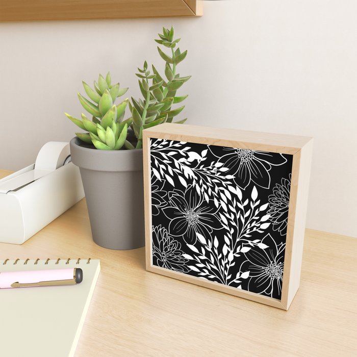Floral Prints and Leaves, Line Art, Black and White Mini Art Print Gallery Image 2
