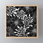 Floral Prints and Leaves, Line Art, Black and White Mini Art Print Gallery Image 1