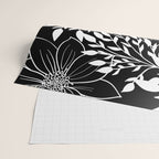 Floral Prints and Leaves, Line Art, Black and White Wrapping Paper Gallery Image 2