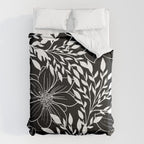 Floral Prints and Leaves, Line Art, Black and White Comforter Gallery Image 6