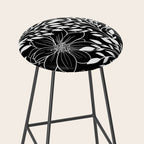 Floral Prints and Leaves, Line Art, Black and White Stool Gallery Image 2