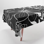Floral Prints and Leaves, Line Art, Black and White Tablecloth Gallery Image 1