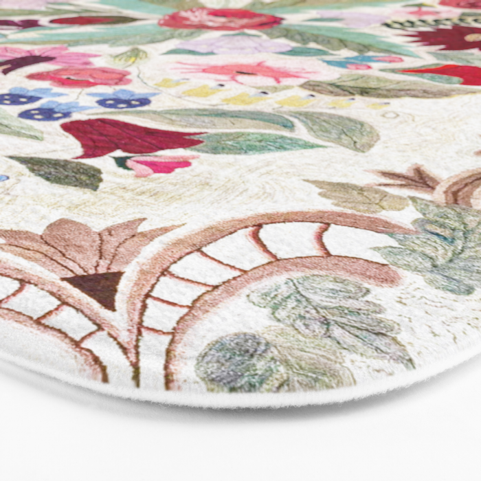 Vintage American Floral Rug Print Bath Mat Gallery Image 3