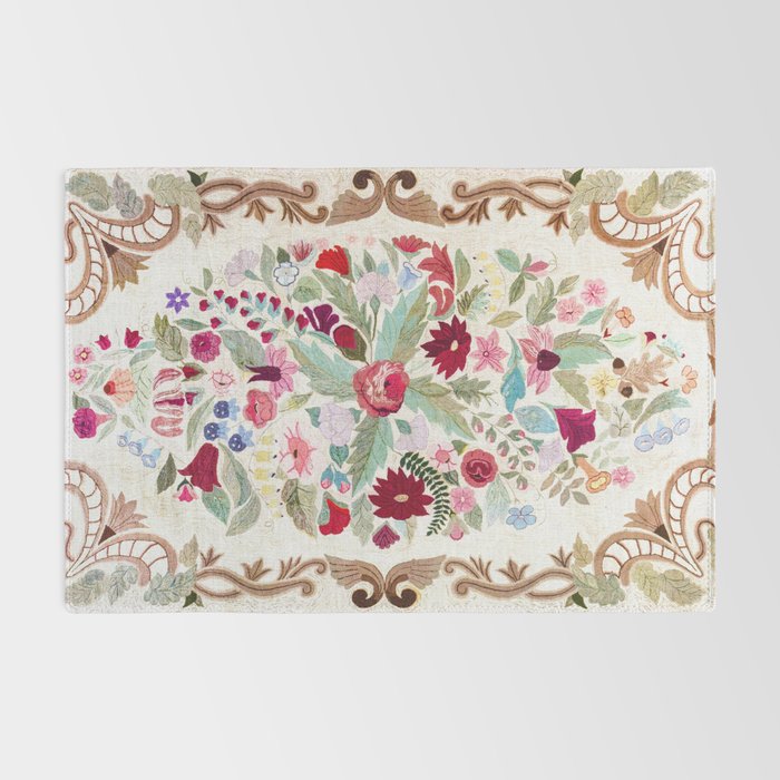Vintage American Floral Rug Print Rug Gallery Image 2