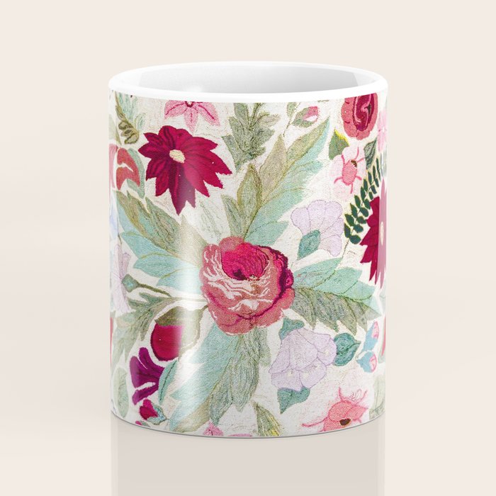 Vintage American Floral Rug Print Coffee Mug Gallery Image 4
