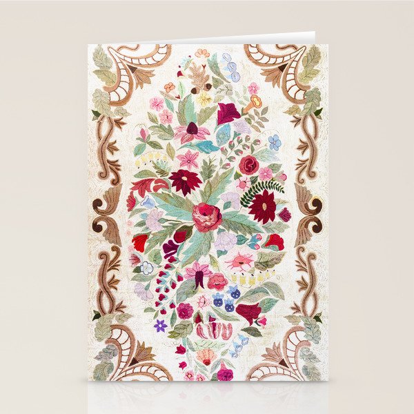 Vintage American Floral Rug Print Stationery Card Gallery Image 2