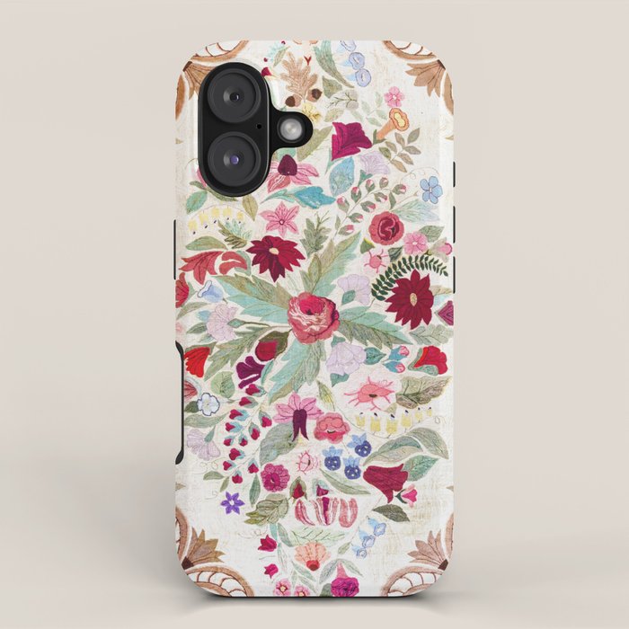 Vintage American Floral Rug Print iPhone Case Gallery Image 1