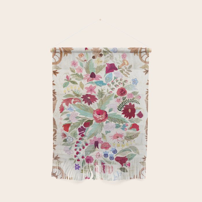 Vintage American Floral Rug Print Wall Hanging Gallery Image 1