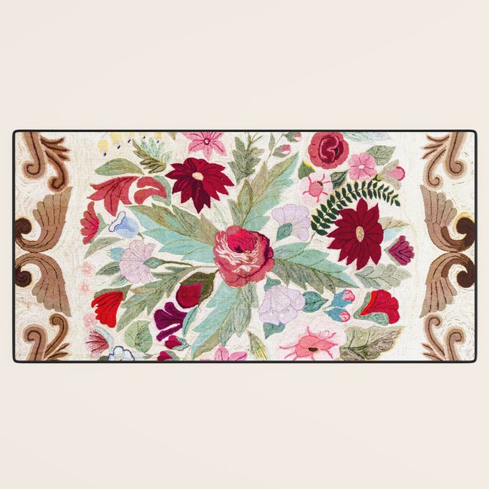 Vintage American Floral Rug Print Desk Mat Gallery Image 3