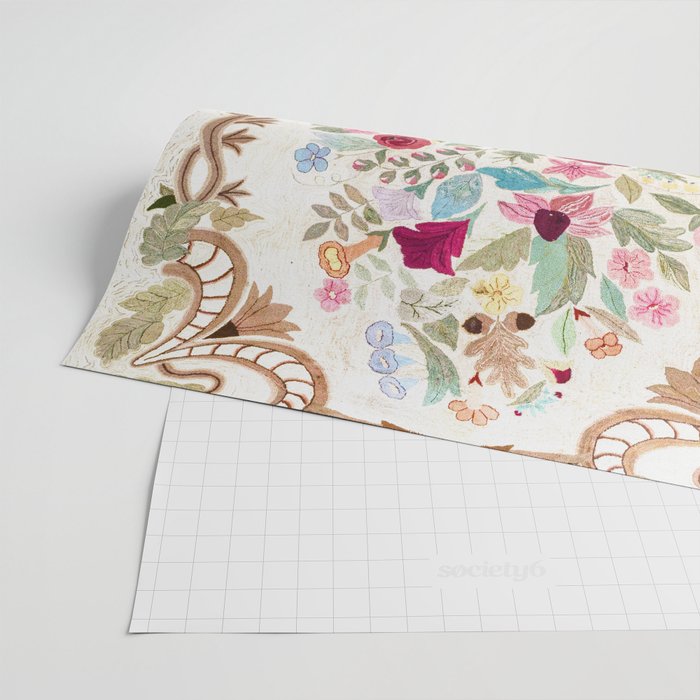 Vintage American Floral Rug Print Wrapping Paper Gallery Image 2