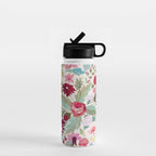 Vintage American Floral Rug Print Water Bottle Gallery Image 1