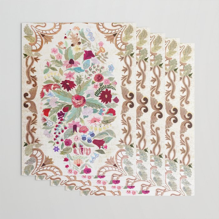 Vintage American Floral Rug Print Wrapping Paper Gallery Image 3