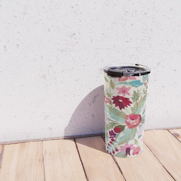 Vintage American Floral Rug Print Travel Mug Gallery Image 4