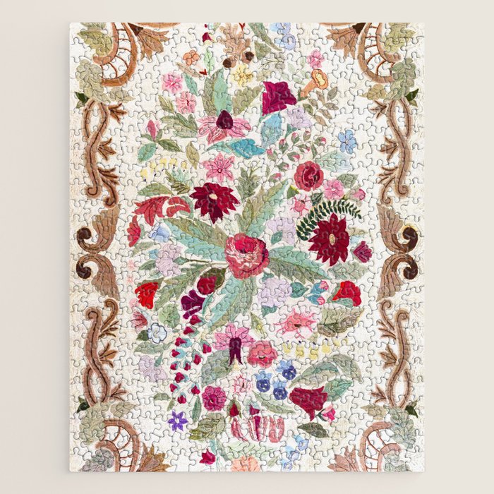 Vintage American Floral Rug Print Jigsaw Puzzle Gallery Image 1