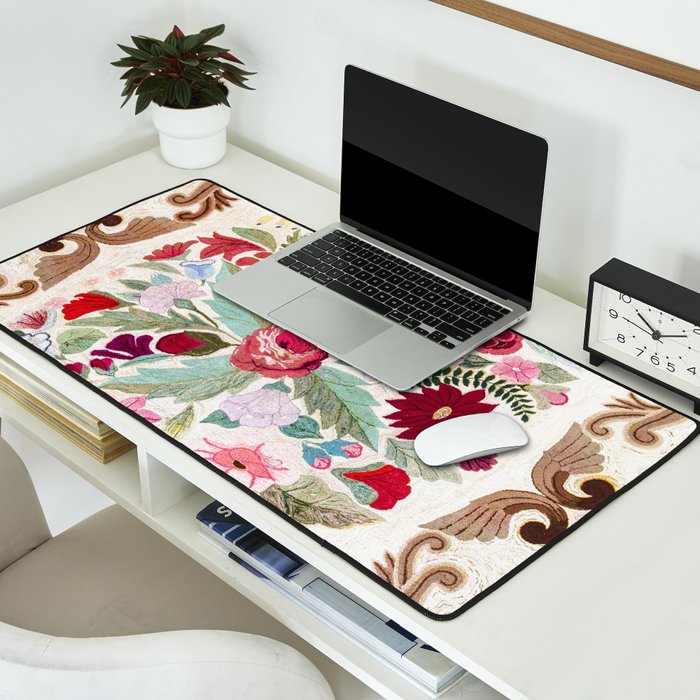 Vintage American Floral Rug Print Desk Mat Gallery Image 2