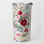 Vintage American Floral Rug Print Travel Mug Gallery Image 2