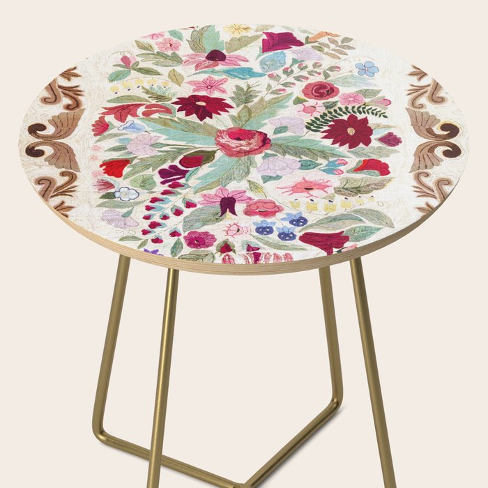 Vintage American Floral Rug Print Side Table Gallery Image 2