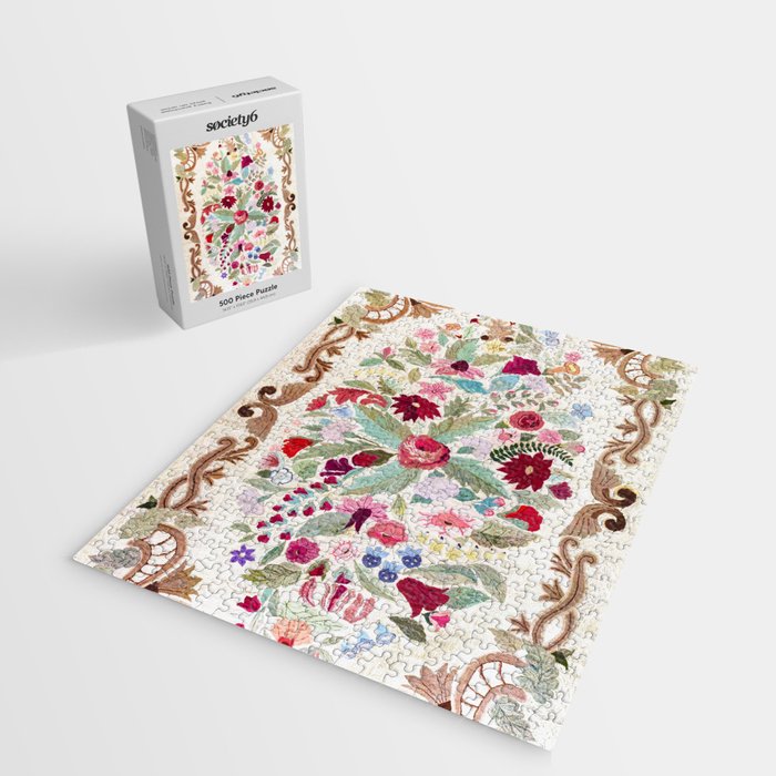 Vintage American Floral Rug Print Jigsaw Puzzle Gallery Image 2