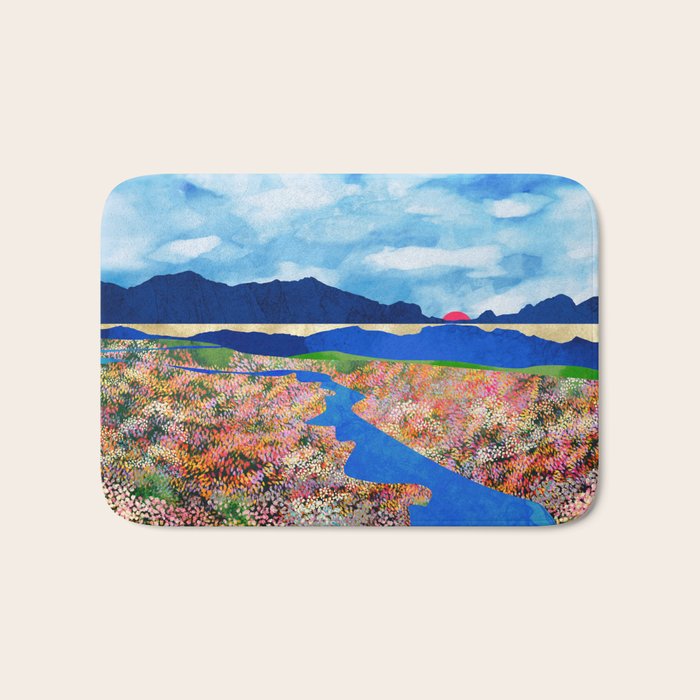 Flower Field Stream Bath Mat Gallery Image 1