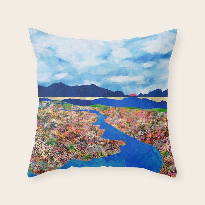 Flower Field Stream Throw Pillow Gallery Image 6