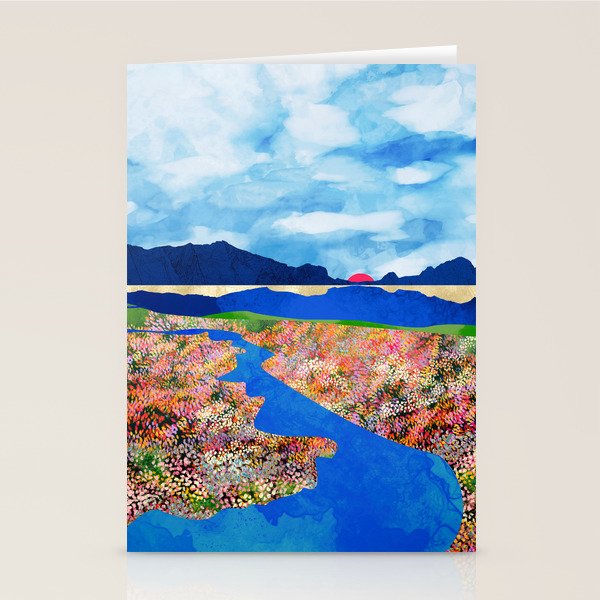 Flower Field Stream Stationery Card Gallery Image 1