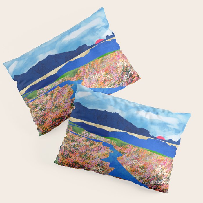 Flower Field Stream Pillow Sham Gallery Image 1