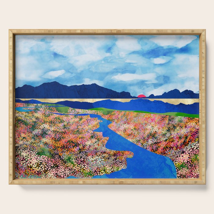Flower Field Stream Serving Tray Gallery Image 1