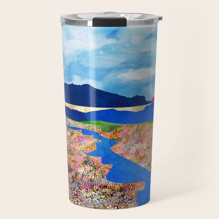 Flower Field Stream Travel Mug Gallery Image 1