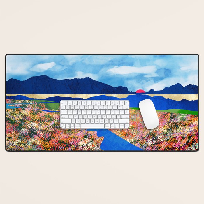 Flower Field Stream Desk Mat Gallery Image 1