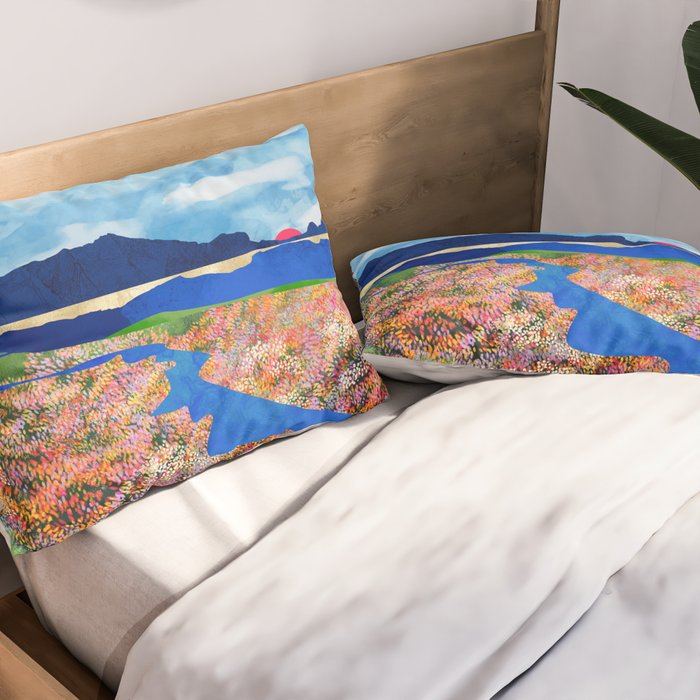 Flower Field Stream Pillow Sham Gallery Image 2