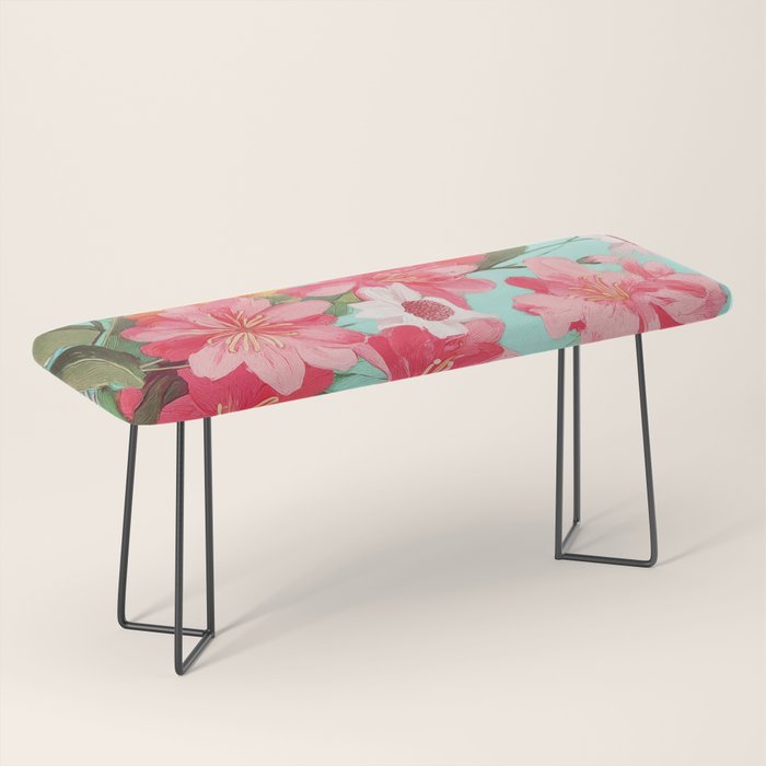 Azalea and Wildflower Bouquet on Teal Bench Gallery Image 1