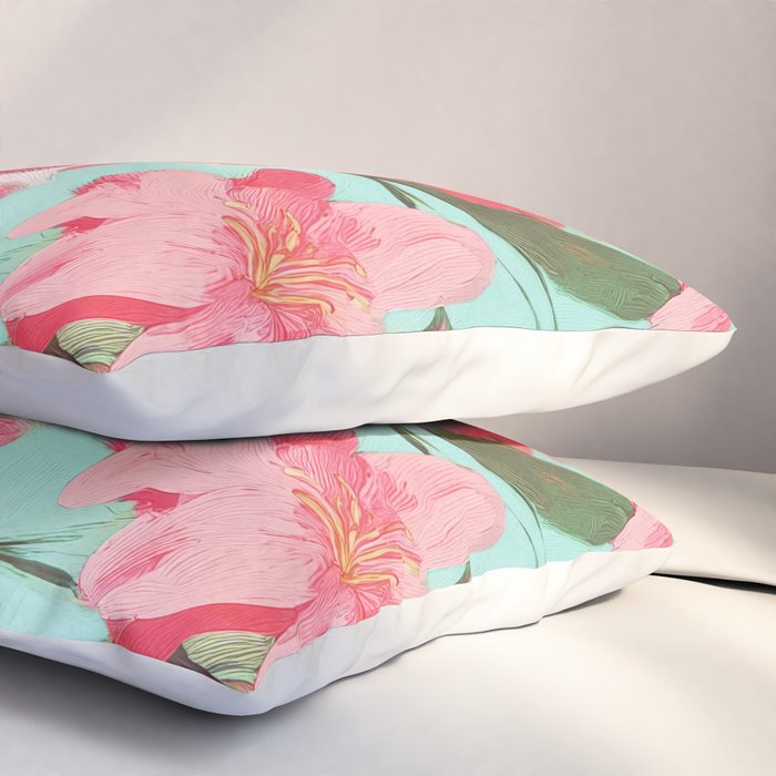 Azalea and Wildflower Bouquet on Teal Pillow Sham Gallery Image 3
