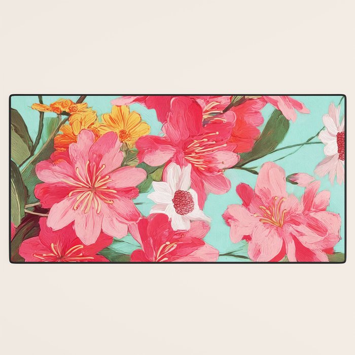 Azalea and Wildflower Bouquet on Teal Desk Mat Gallery Image 3