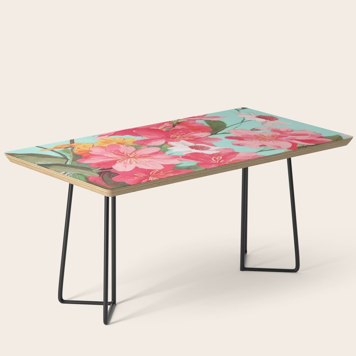 Azalea and Wildflower Bouquet on Teal Coffee Table Gallery Image 1
