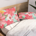 Azalea and Wildflower Bouquet on Teal Pillow Sham Gallery Image 2