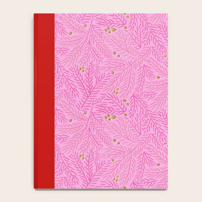 Winter Berries & Pine Branches in Pink & Gold Notebook Gallery Image 4