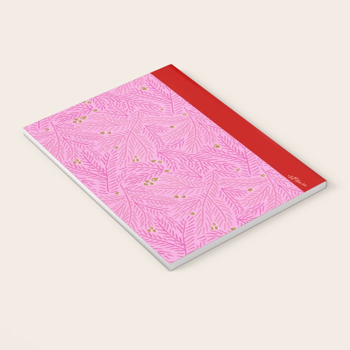 Winter Berries & Pine Branches in Pink & Gold Notebook Gallery Image 3
