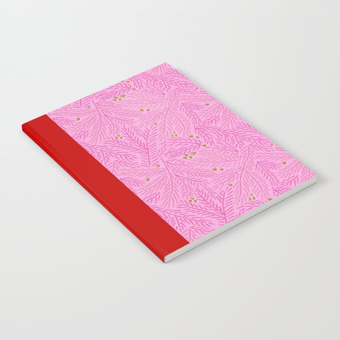 Winter Berries & Pine Branches in Pink & Gold Notebook Gallery Image 2