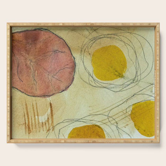 the sun rises and sets modern abstract mixed media painting Serving Tray Gallery Image 1