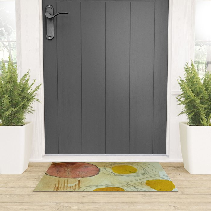 the sun rises and sets modern abstract mixed media painting Welcome Mat Gallery Image 3