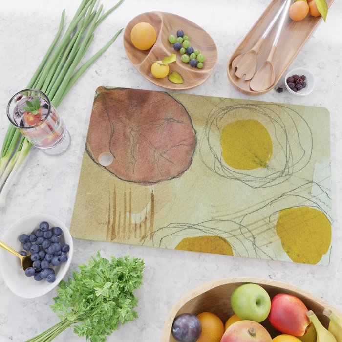 the sun rises and sets modern abstract mixed media painting Cutting Board Gallery Image 2