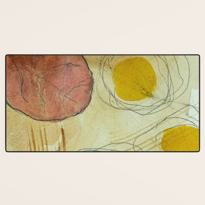 the sun rises and sets modern abstract mixed media painting Desk Mat Gallery Image 3