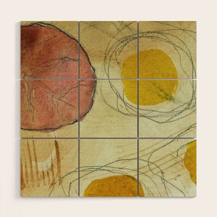 the sun rises and sets modern abstract mixed media painting Wood Wall Art Gallery Image 1