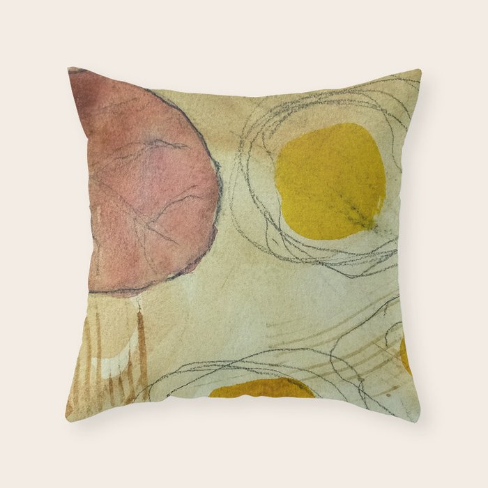 the sun rises and sets modern abstract mixed media painting Throw Pillow Gallery Image 1